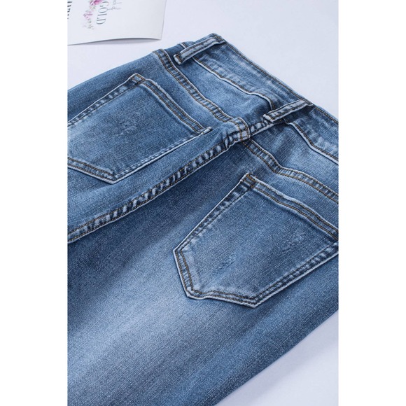 Distressed Frayed Hem Cropped Jeans - Picture 9 of 10